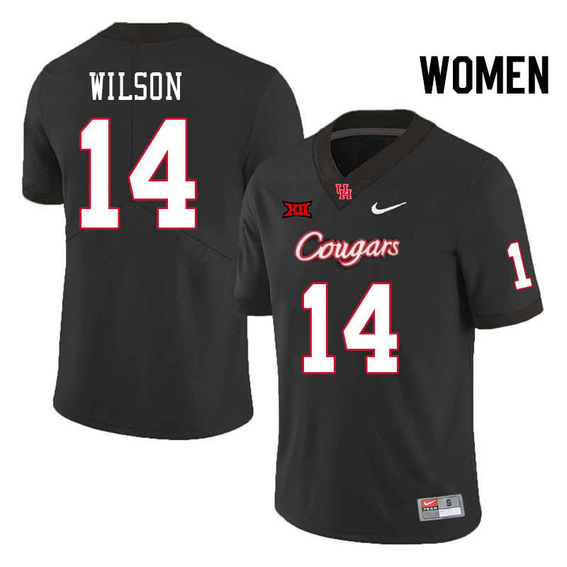 Women #14 Jonah Wilson Houston Cougars Big 12 XII College Football Jerseys Stitched-Black - Click Image to Close